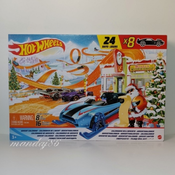 Hot Wheels 8 Toy Cars 16 Holiday Accessories Kids Christmas Advent Calendar NEW - Picture 11 of 12